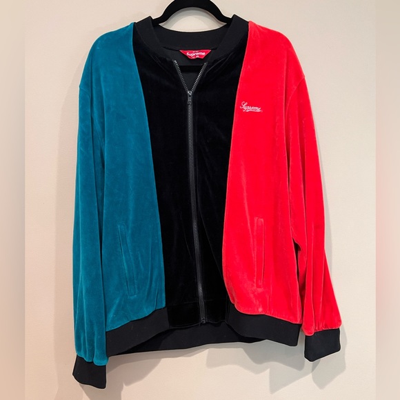 supreme velour zip up jacket